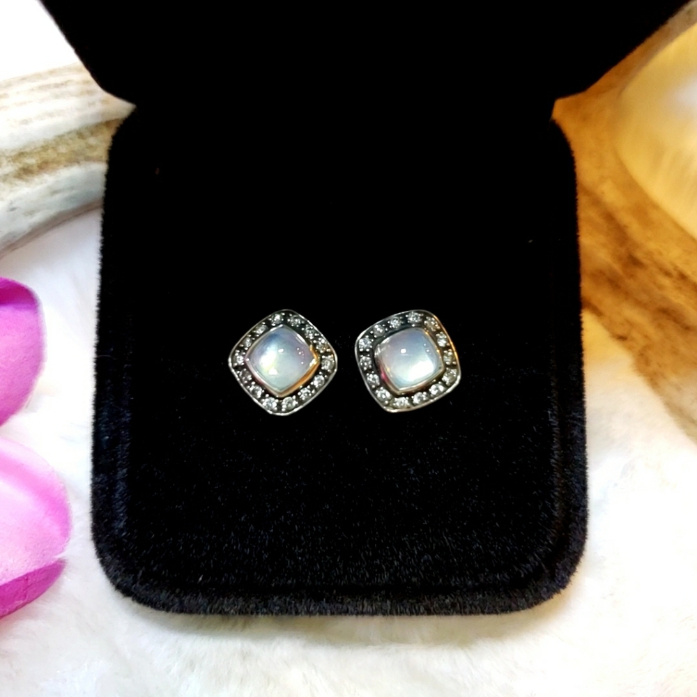 David Yurman Midnight Mélange moon quartz studs